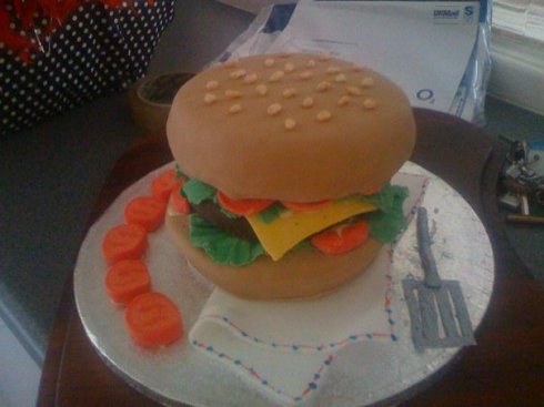 fininshed burger cake